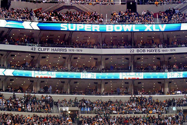 luxury boxes at Super Bowl XLV