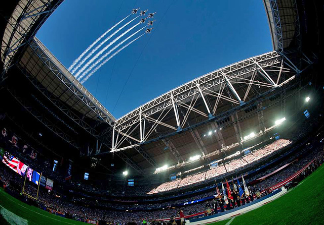 Thunderbirds flyover at the super bowl 